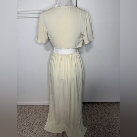 Cupshe Short Sleeve Tie Front V Neck Cutout Waist Slit Hem Maxi Dress size S - Picture 6 of 8